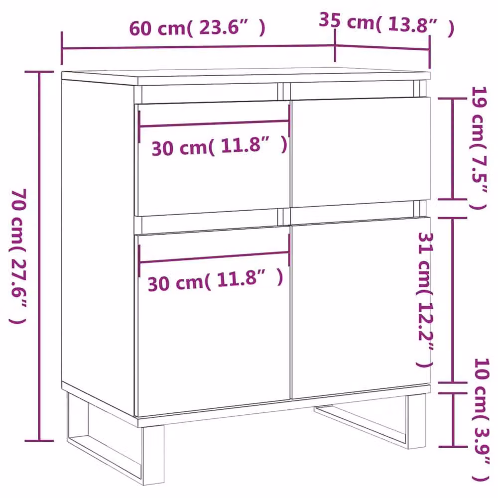 Berkfield Home Industrial Sideboard in Concrete Grey, W/D/H: 60 x 35 x 70 cm – 3