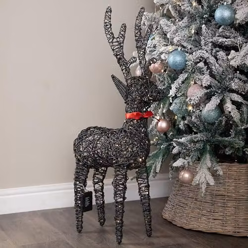 Samuel Alexander Light up Brown Christmas Reindeer with 100 Warm White LEDs, H 90 cm x W 18 cm x D 18 cm – 3
