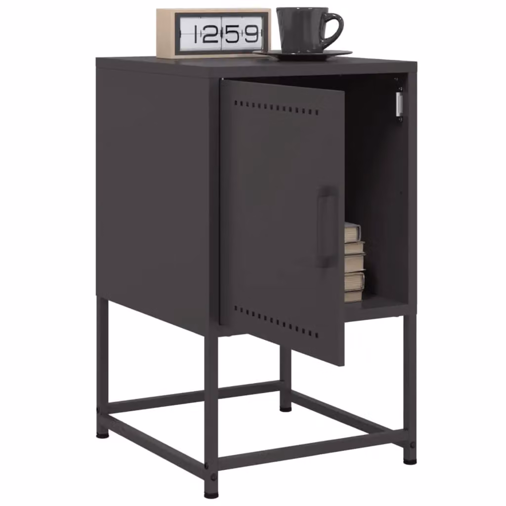 Berkfield Home Set of 2 Black Industrial Metal Bedside Cabinets, W/D/H: 36 x 39 x 60.5 cm – 4