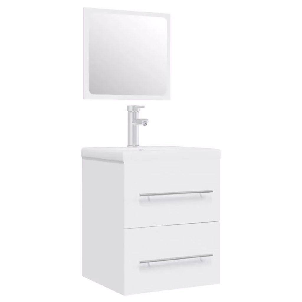 Berkfield Home White Wall Mounted Bathroom Sink Cabinet with Internal Drawers and Doors – 2