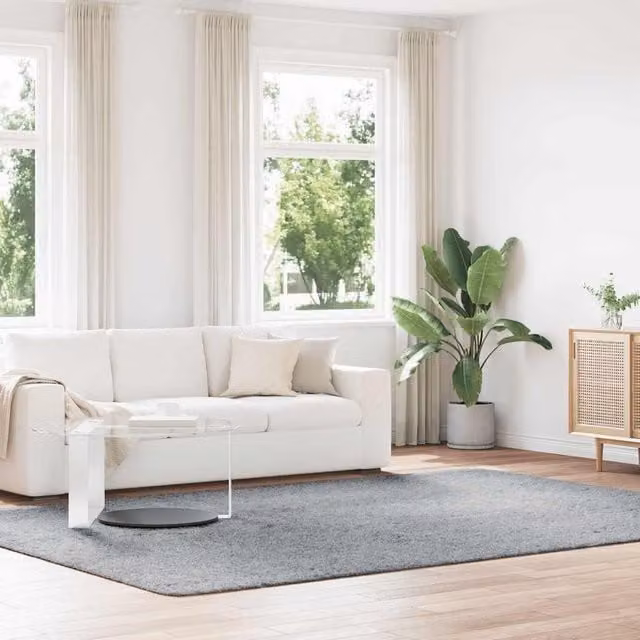 Berkfield Home Navarra Shaggy High Pile Rug in Silver Grey, W: 240 cm, D: 340 cm, Polyester – 1