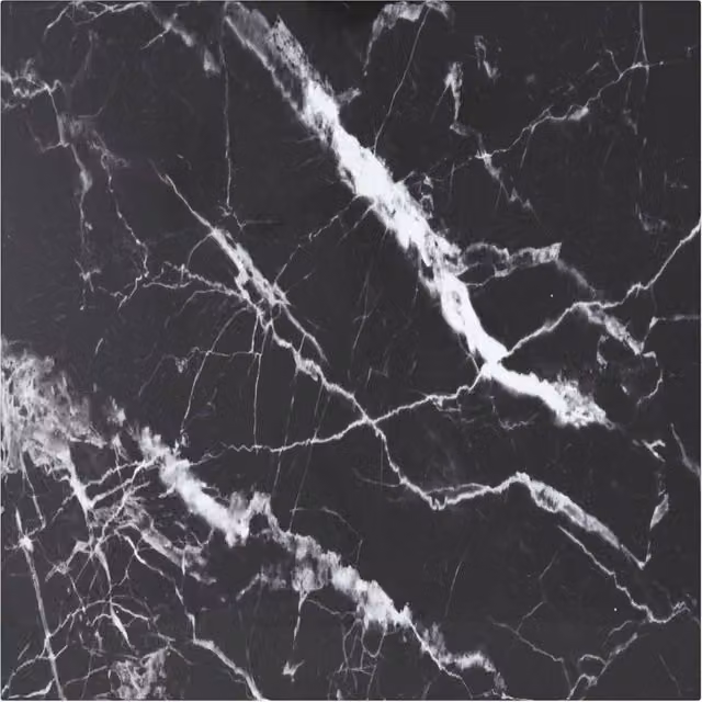 Berkfield Home Black Marble Design Tempered Glass Table Top, W/D: 60 x 60 cm, Thickness: 0.6 cm
