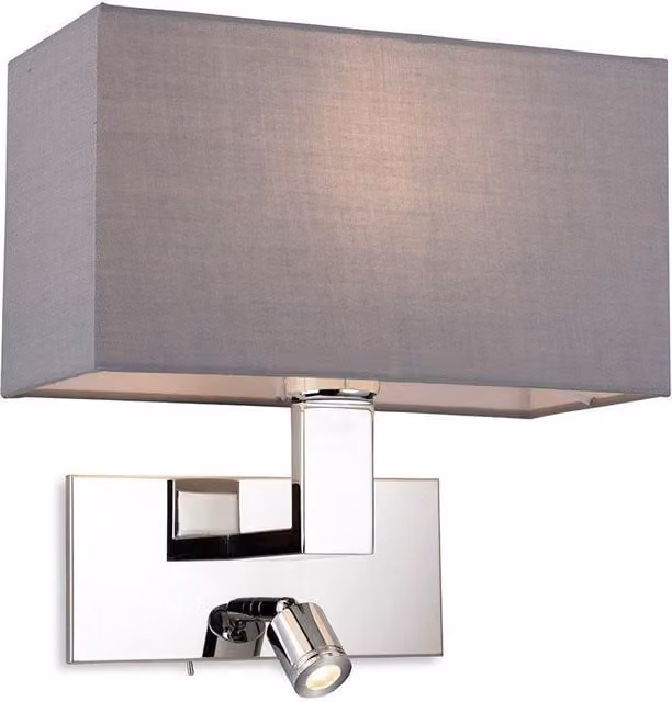 Netlighting Raffles Wall Lamp with Adjustable Switched Reading Light in Chrome and Grey