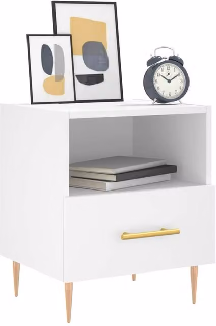 Berkfield Home Modern Bedside Cabinets, 2 Piece Set, White, W: 40 cm, D: 35 cm, H: 47.5 cm