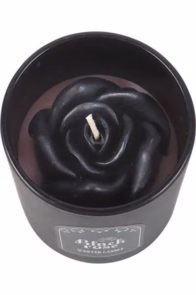 KDMD Black Rose Tabletop Candle with 3D Floral Design – 3