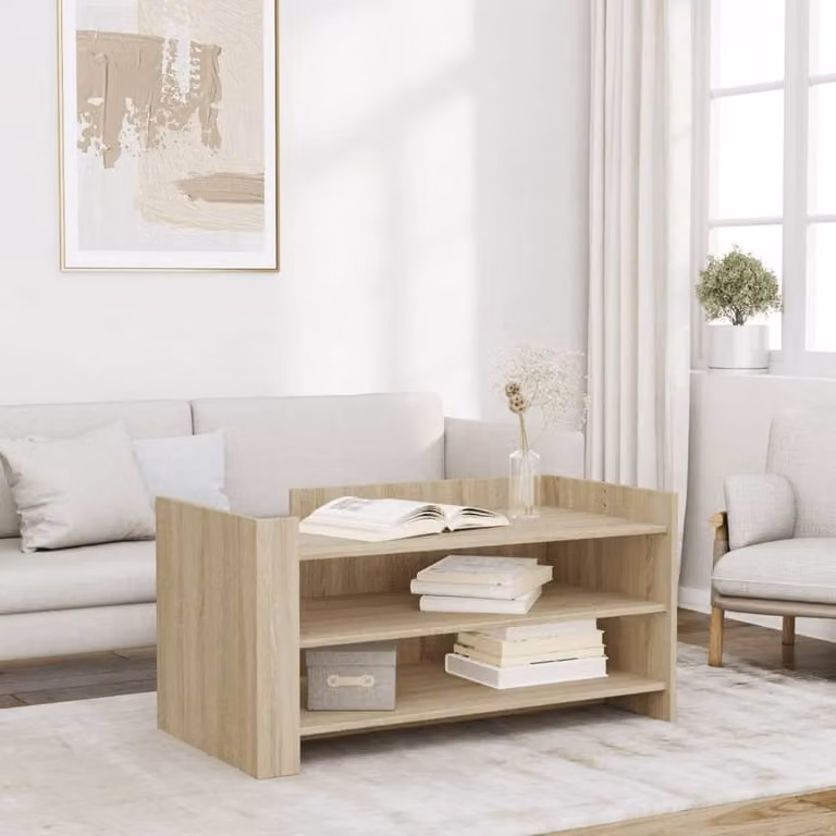 Berkfield Home Sonoma Oak Coffee Table in Light Oak, W/D/H: 100 x 50 x 50 cm