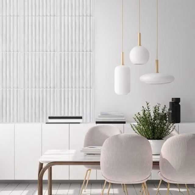 NOVECRAFTO 3D Fluted Line PVC Wall Panels, Grey/Silver, W/D/H: 50 x 50 x 0.25 cm