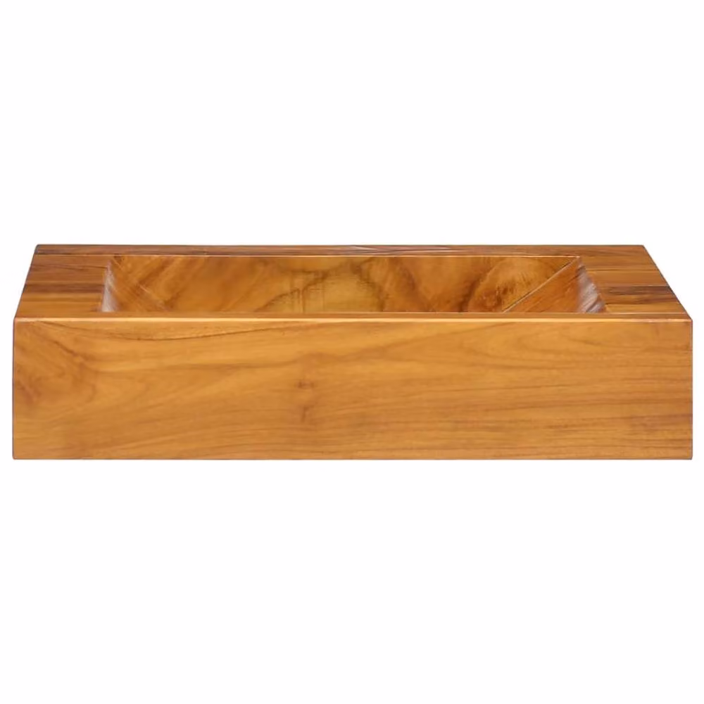 Berkfield Home Solid Teak Wood Basin in Brown, W/D/H: 50 x 35 x 10 cm – 2