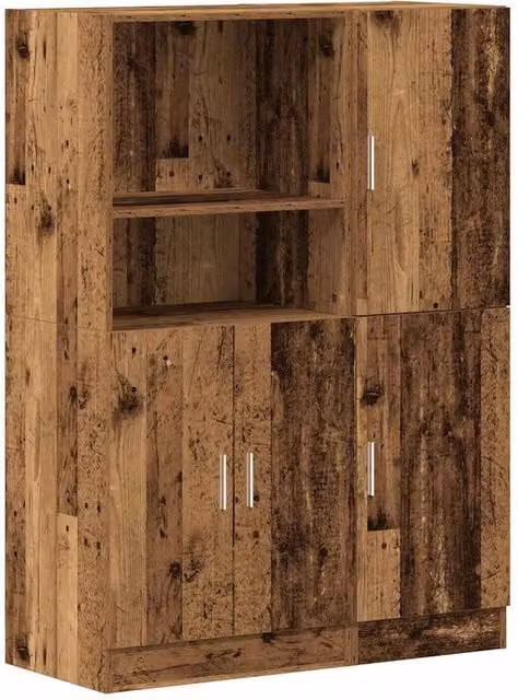 Berkfield Home 2 Piece Rustic Brown Wall Mounted Kitchen Cabinet Set with Hinged Doors and Internal Shelves – 1