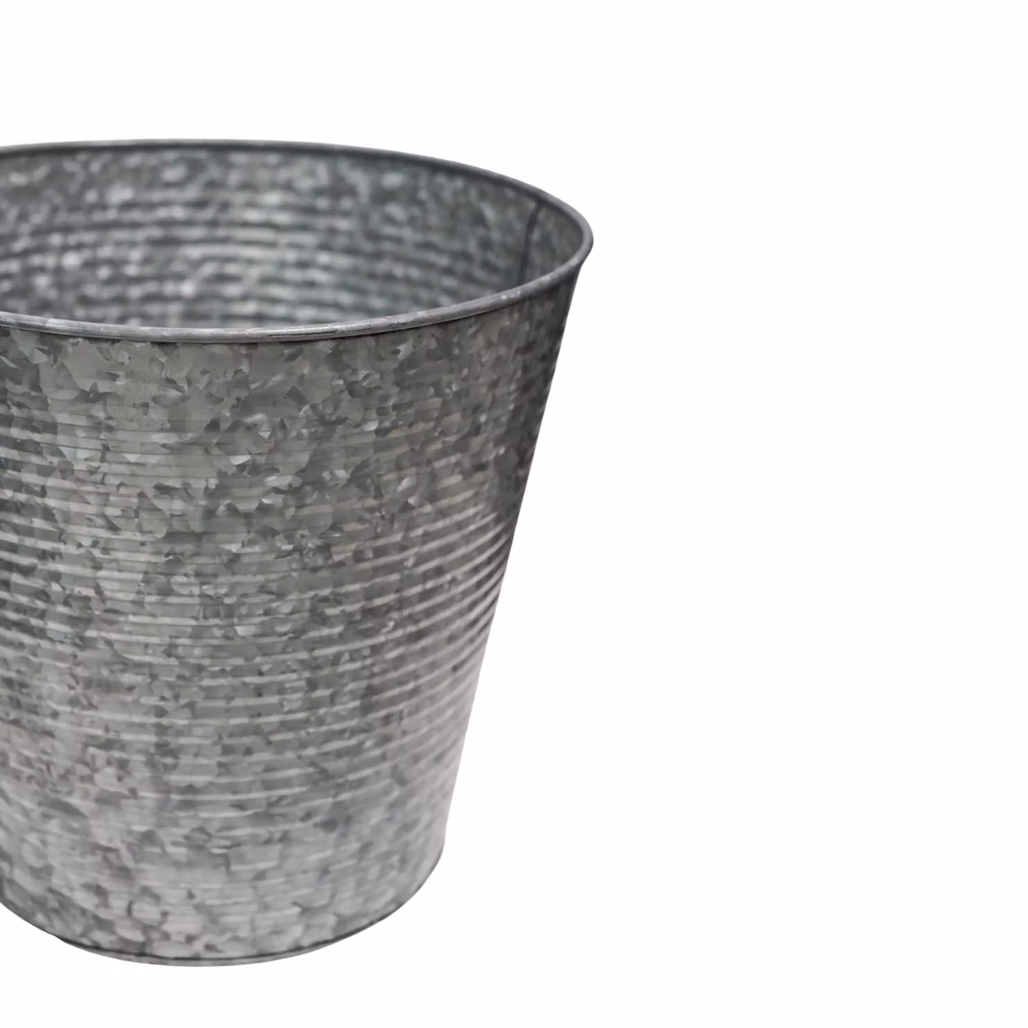 Ivyline Ribbed Galvanised Steel Planter Tub in Grey, D37cm – 3