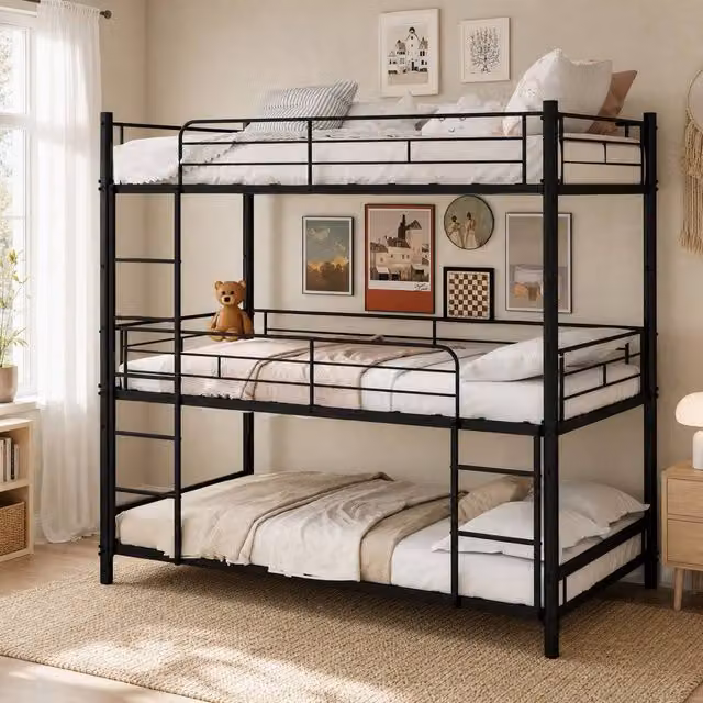 STILVORA Modern Metal Junior Bed Frame in Black – 1