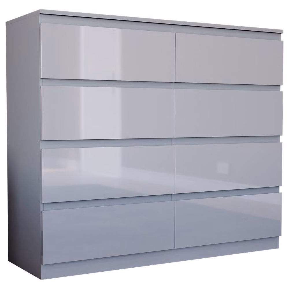 Vida Designs Glinton Gloss 8 Drawer Chest of Drawers in Grey – 3