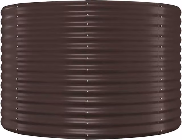 Berkfield Home Garden Brown Powder-coated Steel Raised Bed W/D/H: 100 x 100 x 68 cm