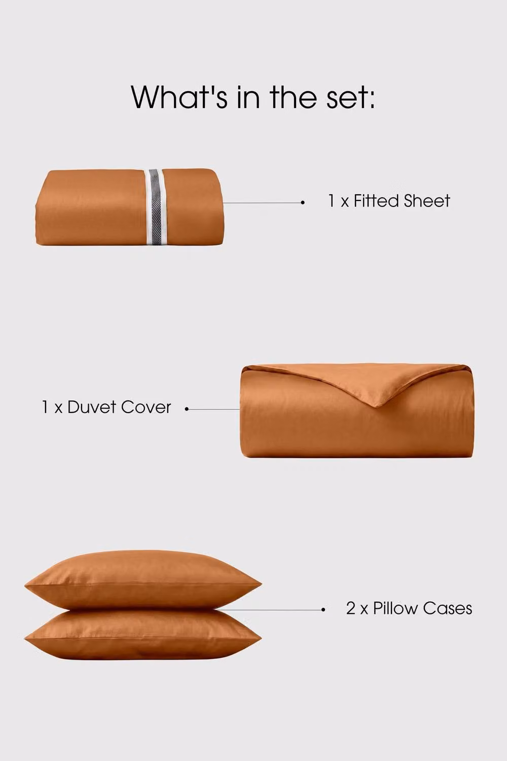 Bedable 100% Cotton Sateen Bedding Set in Terracotta, Double Size – 4