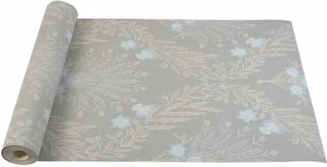 Havendro Sage Green and Blue Floral Textured Vinyl Wallpaper