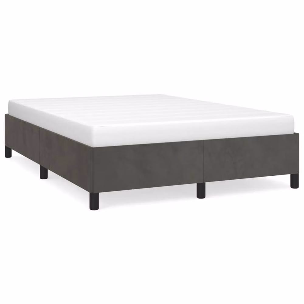 Berkfield Home Double Velvet Upholstered Bed Frame, Grey, W: 135 cm, L: 190 cm – 2