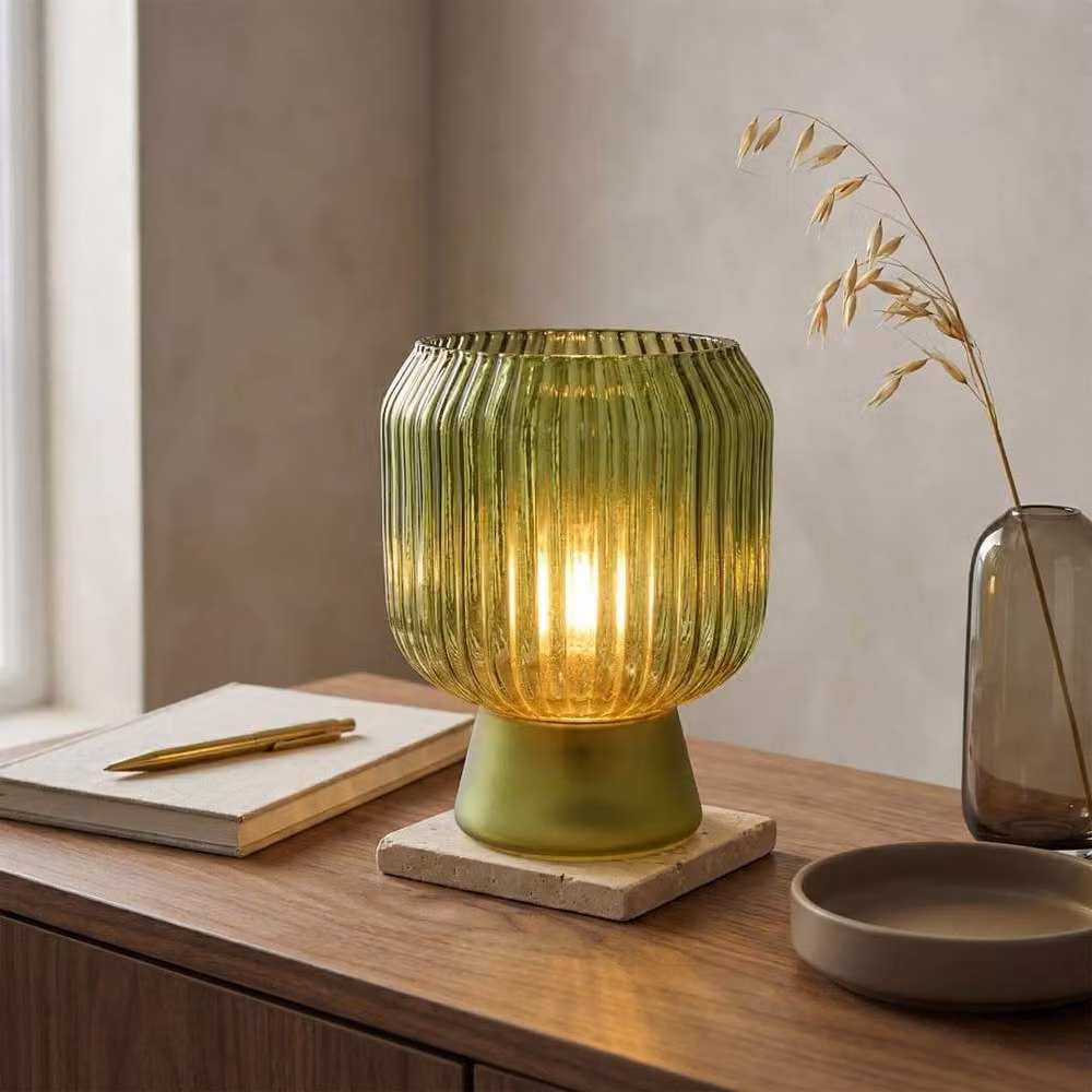 Madison & Mayfair Green Transparent Glass LED Tabletop Accent Lamp – 3