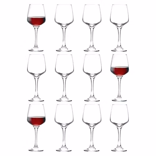 LAV Lal Red Wine Glasses, Clear, 400ml, Pack of 12