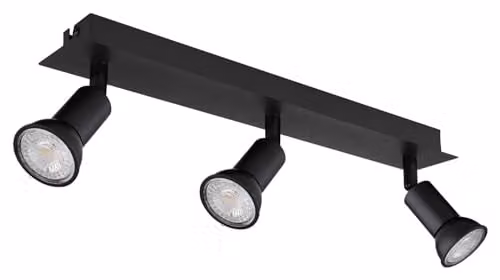 Netlighting Drew Ceiling Spotlight Bar in Black Metal with 3x GU10 Bulbs, W: 40 cm, D: 35 cm, H: 6 cm