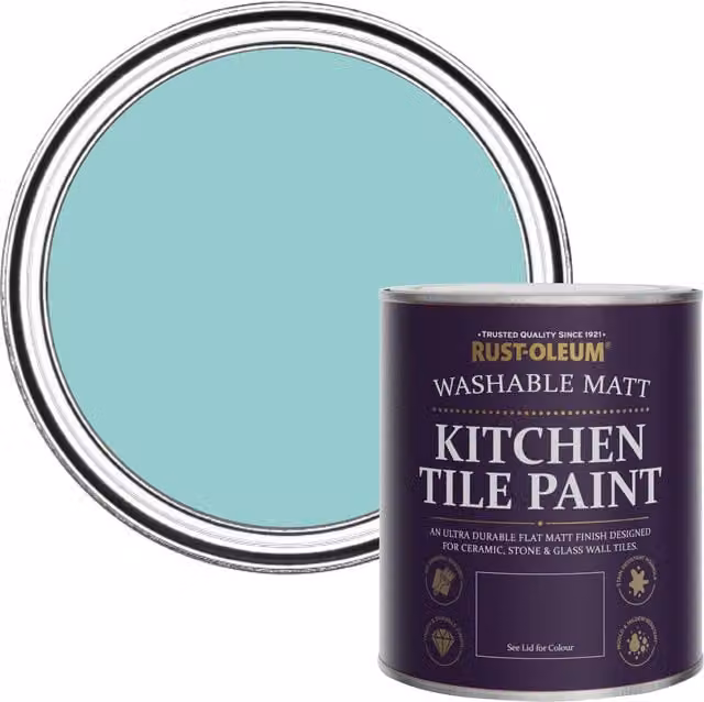 Rust-Oleum Water-Based Kitchen Tile Paint in Matt Finish, Petrol Blue, 0.75 l – 1