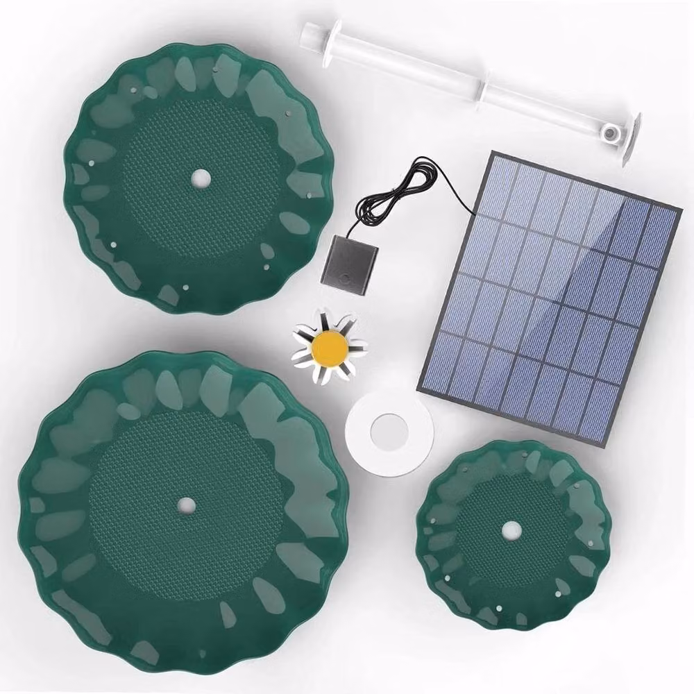 FLAVORA 3.5W Solar Powered Cascade Water Fountain in Green, W/D/H: 100 x 100 x 28.5 cm – 4