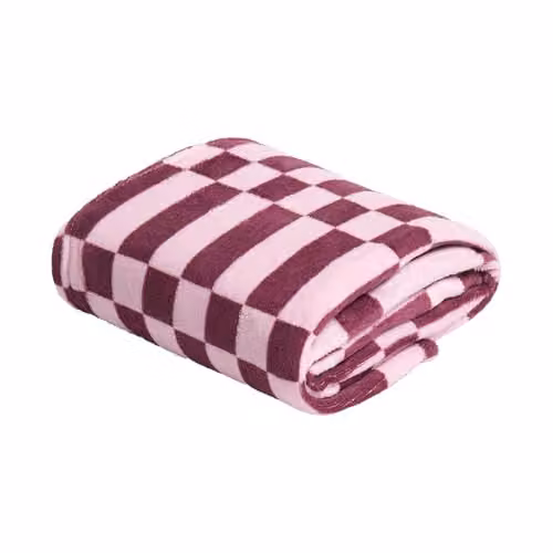 OHS Checked Fleece Throw Blanket in Pink and Red, W/D/H: 125 x 150 cm – 1