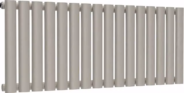 Lux Heat Oval Horizontal Single Wall Mounted Steel Radiator, Dune Grey, H: 40.0 cm x W: 96.0 cm