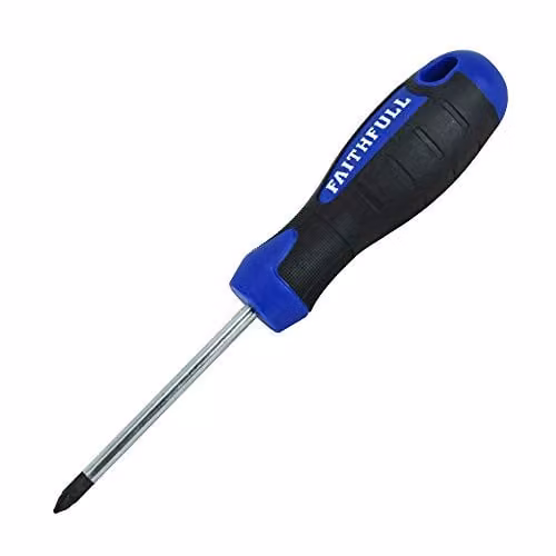 Faithfull Pozidriv Soft Grip Screwdriver, Pz2 x 100mm, Blue and Black