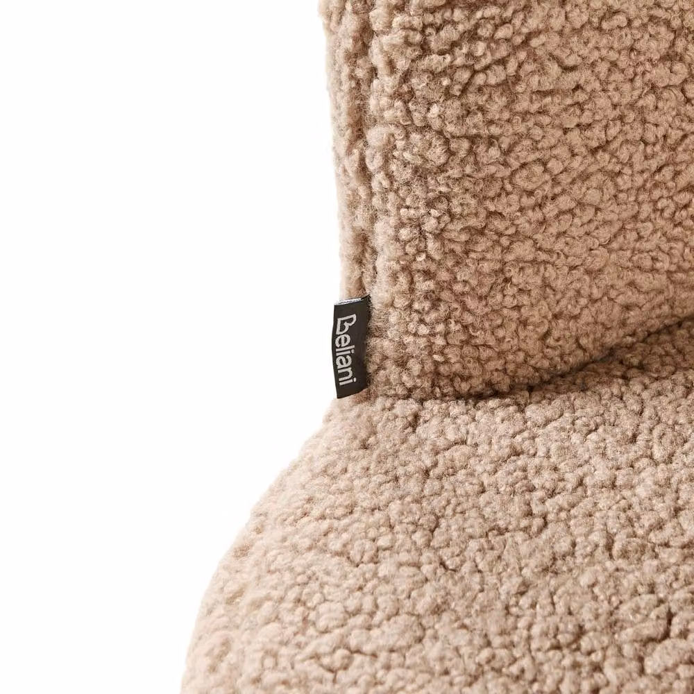 Wyld and Coco Beige Bouclé Armless Shell-Back Chair with Black Metal Frame – 3