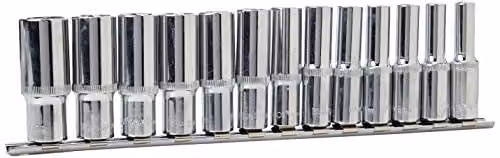 Bluespot Tools 13 Piece 3/8 Inch Deep Metric Socket Set in Silver and Blue – 1