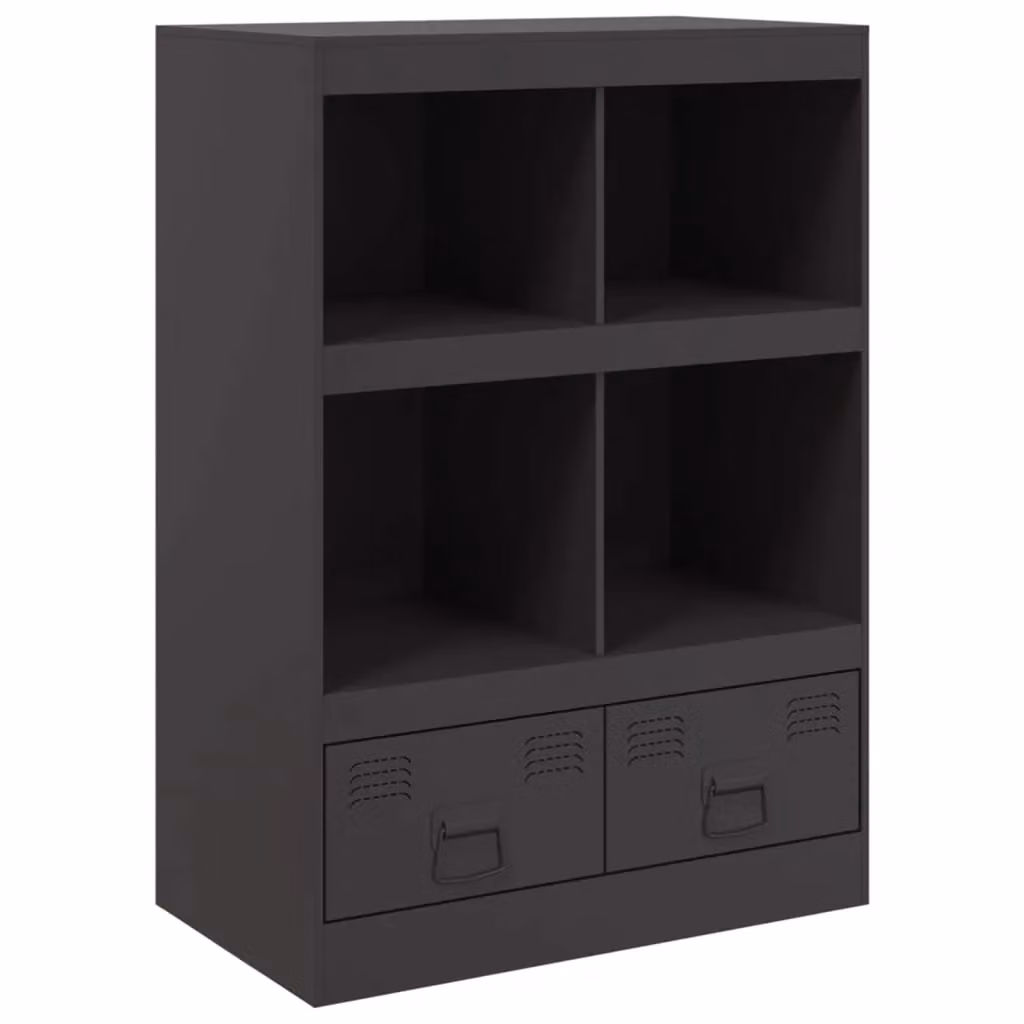 Berkfield Home Matt Black Steel Highboard W: 67 cm, D: 39 cm, H: 95 cm – 2