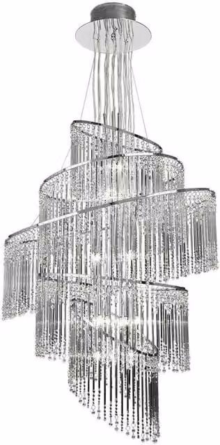Loops Glass and Chrome Pendant Light with 24 Clear Bulbs
