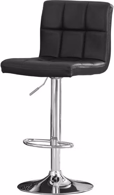 netfurniture Subic Bar Stool in Black and Grey Synthetic Leather with Chrome Metal Frame