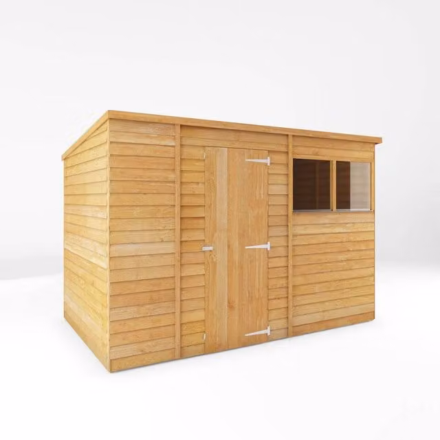 Mercia Brown Wooden Pent Garden Storage Shed with Window and Single Door, W297.4 x D182.88 x H200.7 cm – 2