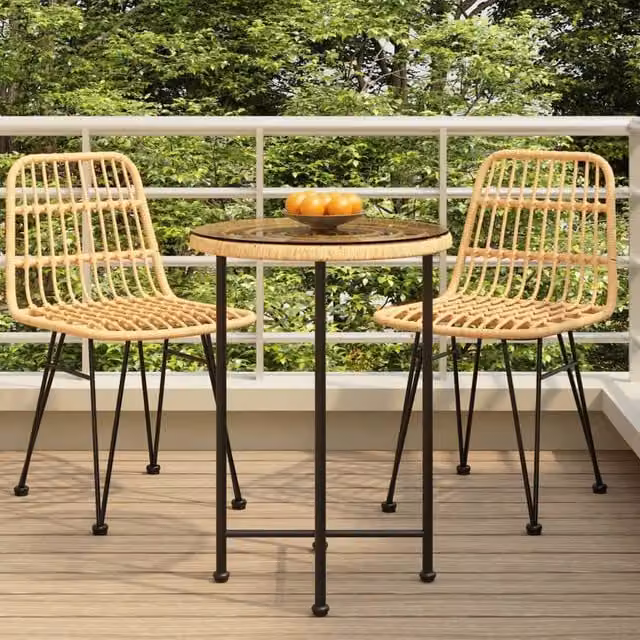 Berkfield Home Modern Dining Table with Transparent Tempered Glass and Brown Steel Base, Diameter: 55 cm – 1