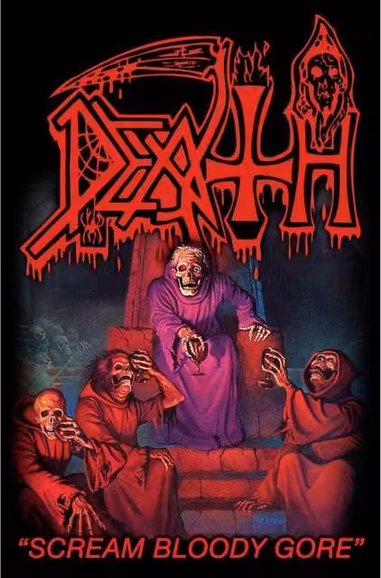 Death Scream Bloody Gore Textile Poster in Red and Black