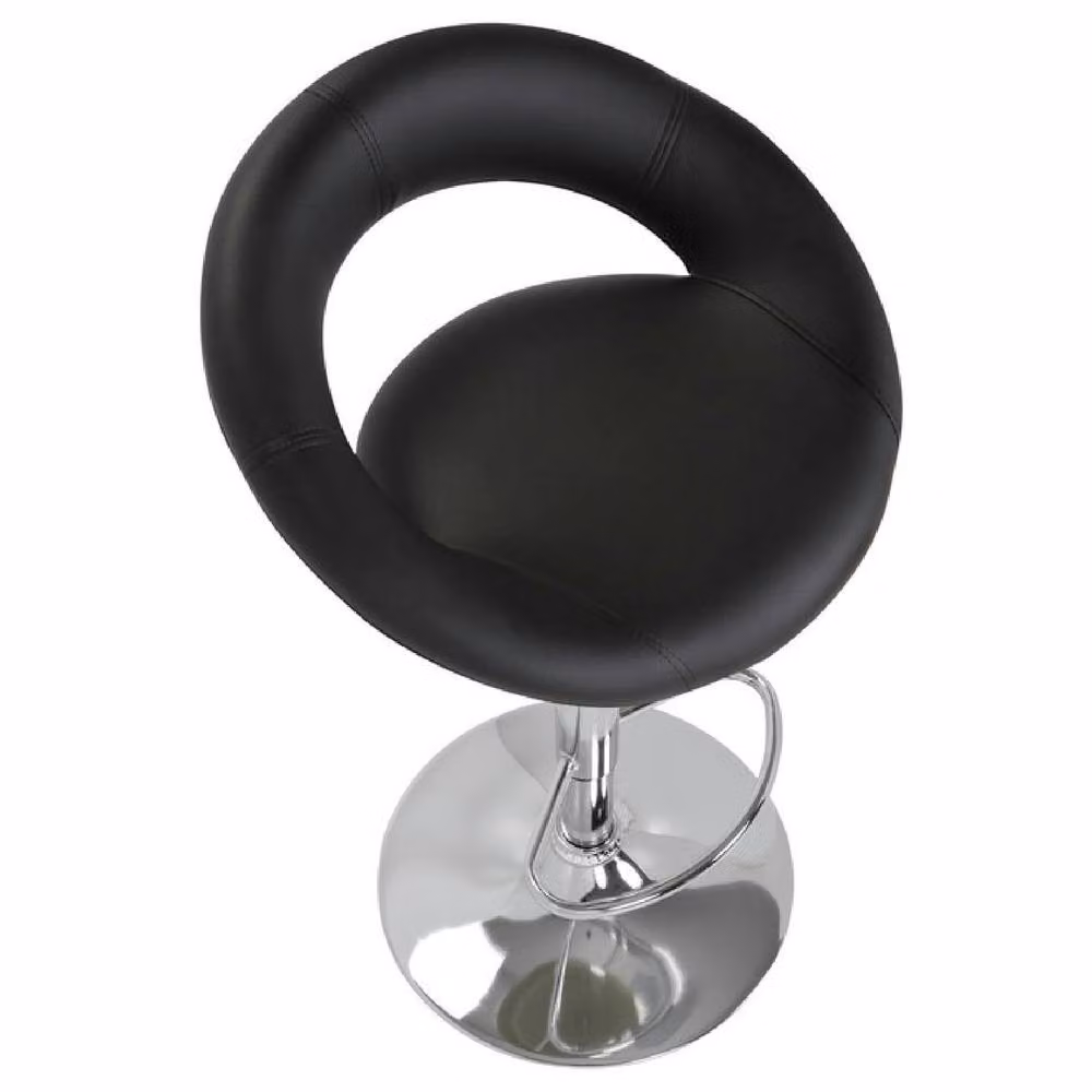 netfurniture Serene Black Padded Synthetic Leather Kitchen Breakfast Bar Stool with Swivel and Height Adjustment – 2
