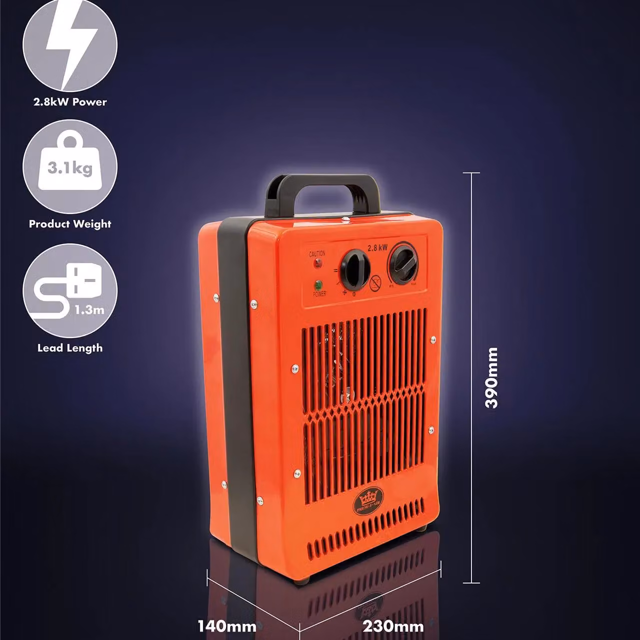 mysmartbuy 2.8kW Electric Industrial Fan Space Heater in Red with Thermostat and Tip Over Safety Cut Out, H 39 x W 23 x D 14 cm – 6