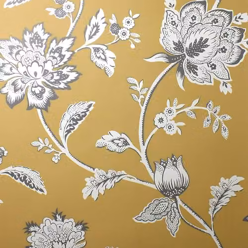 Fine Decor Juliette Floral Botanical Washable Wallpaper, Yellow and Brown