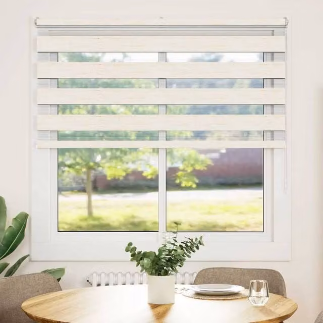 Berkfield Home Zebra Day and Night Blind in Marble Beige Polyester, W: 145 cm, H: 150 cm