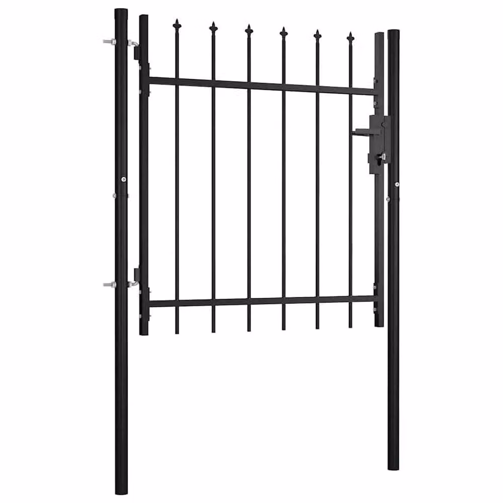 Berkfield Home Elegant Spear Top Steel Door Fence Gate, Black, W: 100 cm, H: 75 cm – 2