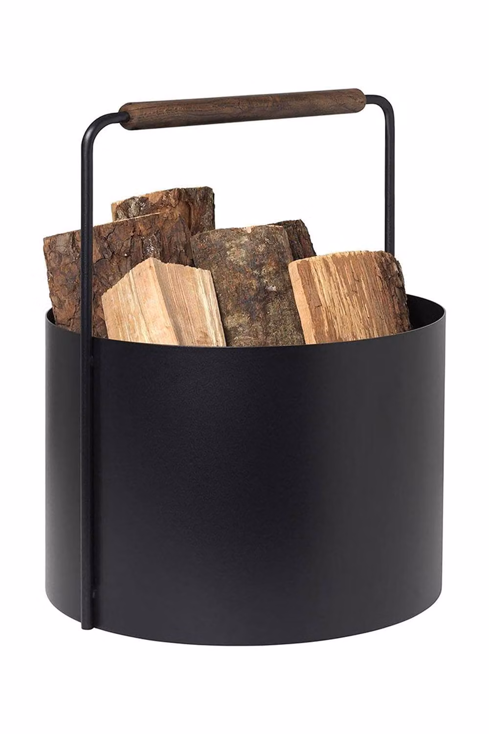 Blomus Ashi Slatted Wood and Metal Basket in Brown Oak and Black – 4