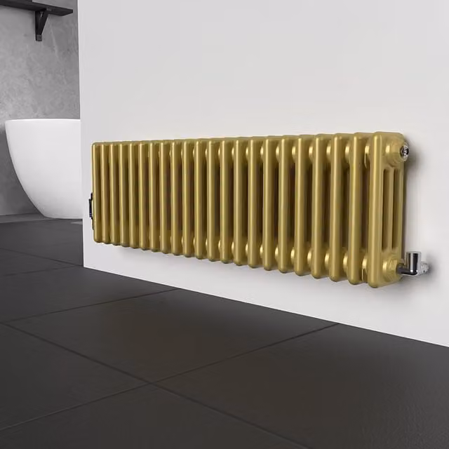 Lux Heat Horizontal Column Radiator in Metallic Gold, 3 Column, H: 101.0 cm x W: 30.0 cm