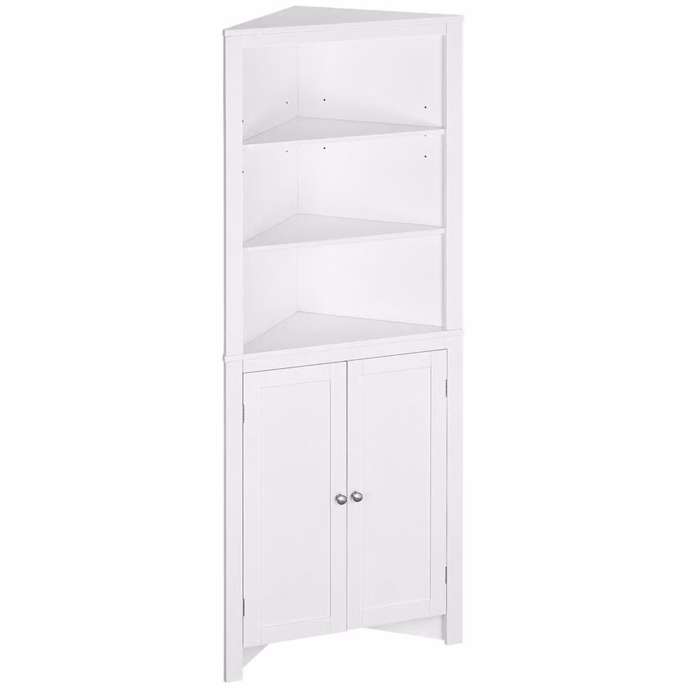Wyld Haus Dotre Corner Bathroom Storage Cabinet in White with 3 Shelves, H 162.0 x W 59.5 x D 31.5 cm – 2