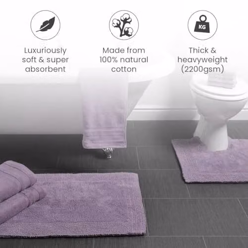 Allure Bath Fashions Reversible Heavyweight Cotton Pedestal Mat in Purple, W/D/H: 55 x 55 x 2.2 cm – 3