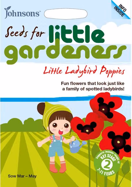 Johnsons Little Gardeners Ladybird Poppies Red and Black Flower Seeds