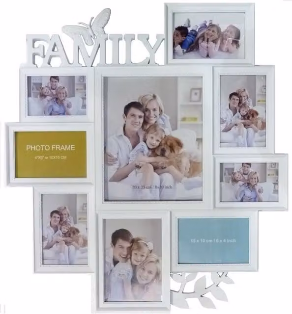 Gr8 Home Large White Butterfly and Leaf Wall Hanging Family Photo Frame