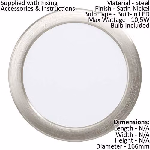 Loops LED Wall and Ceiling Flush Downlight in Silver Metal, 10.5W Recessed Spotlight for Kitchens