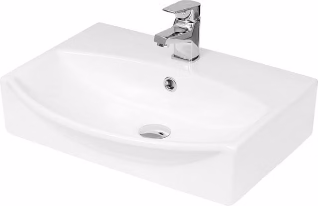 Balterley White Soft Square Wall Hung Vessel Basin W: 500 mm, D: 400 mm, H: 150 mm