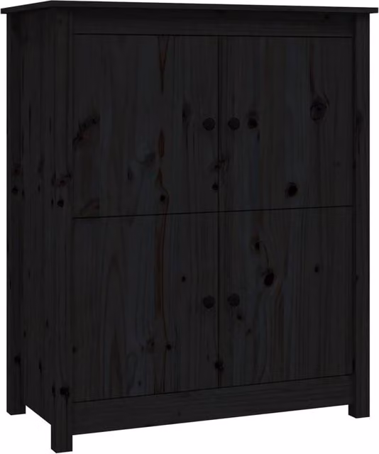 Berkfield Home Black Rustic Solid Wood Pine Sideboard W/D/H: 83 x 41.5 x 100 cm